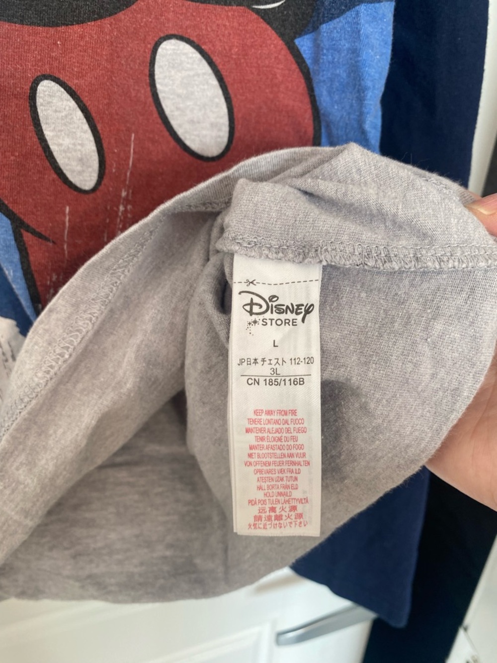 Disney Parks Mickey Mouse Graphic Henley Shirt Men’s Lg Gray Blue Long Sleeve - Picture 5 of 8